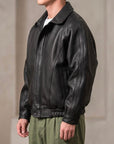Helvano | Herren Lederjacke mit Kragen und Reissverschluss