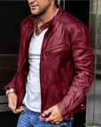 Helvano | Herren-Lederjacke mit Stehkragen, Reissverschluss