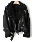 Helvano | Damen Lederjacke mit Sherpa-Futter