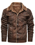 Helvano | Herren Lederjacke mit Fleecefutter in Schwarz