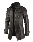 Helvano | Lange Bikerjacke aus Leder für Herren