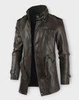 Helvano | Lange Bikerjacke aus Leder für Herren