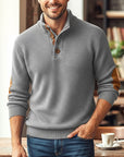 Helvano | Strickpullover mit Stehkragen und Knopfleiste für Herren
