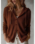 Helvano | Damen Strickjacke mit Kapuze und Knopfleiste