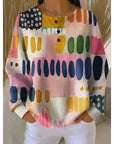 Helvano | Damen Print-Sweatshirt mit Knopfausschnitt