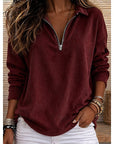 Helvano | Damen Rippstrick-Pullover mit kurzem Reissverschluss