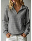 Helvano | Strukturierter Damen-Strickpullover mit Half-Zip