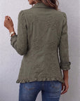 Helvano | Bestickte Damenjacke mit Volants in Oliv