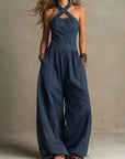 Helvano | Jumpsuit für Damen mit weitem Bein und Rückenausschnitt