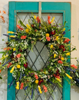 Helvano | Frühlingskranz mit bunten Blumen für die Haustür
