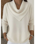 Helvano | Damen Strickpullover mit Wasserfallkragen