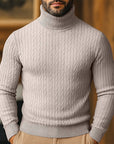 Helvano | Rollkragenpullover mit Zopfmuster für Herren