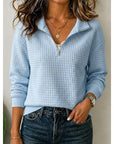 Helvano | Strukturierter Damen-Pullover mit Viertelzip