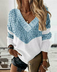 Helvano | Damen Strickpullover mit Leopardenmuster im Patchwork-Look