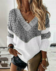 Helvano | Damen Strickpullover mit Leopardenmuster im Patchwork-Look