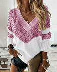 Helvano | Damen Strickpullover mit Leopardenmuster im Patchwork-Look