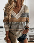 Helvano | Damen Strickpullover im Patchwork-Look in Oliv