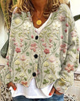 Helvano | Offene Strickjacke mit Blumenmuster für Damen