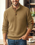 Helvano | Strickpullover mit Stehkragen und Knopfleiste für Herren