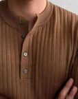 Helvano | Gerippter Henley-Pullover für Herren