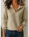 Helvano | Strukturierter Damen-Pullover mit Viertelzip