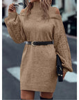 Helvano | Cold-Shoulder Rollkragen-Strickkleid für Damen
