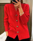 Helvano | Strickjacke mit Herzknöpfen für Damen