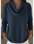 Helvano | Damen Strickpullover mit Wasserfallkragen