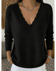 Helvano | Damen Pullover mit V-Ausschnitt und Bogenkante