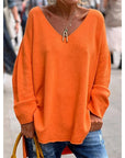Helvano | Lockerer Strickpullover mit V-Ausschnitt für Damen