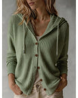 Helvano | Damen Strickjacke mit Kapuze und Knopfleiste
