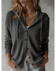 Helvano | Damen Strickjacke mit Kapuze und Knopfleiste