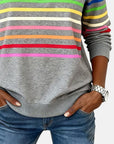 Helvano | Damen Sweatshirt mit kurzem Reissverschluss gestreift