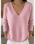 Helvano | Damen Pullover mit V-Ausschnitt und Bogenkante
