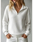 Helvano | Strukturierter Damen-Strickpullover mit Half-Zip