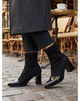 Helvano | Damen-Stiefeletten mit Zehenkappe und Blockabsatz