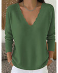 Helvano | Damen Pullover mit V-Ausschnitt und Bogenkante