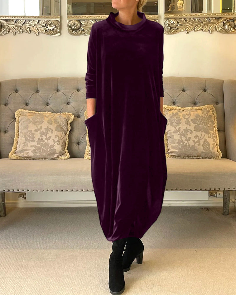 Helvano | Samtkleid mit Taschen für Damen