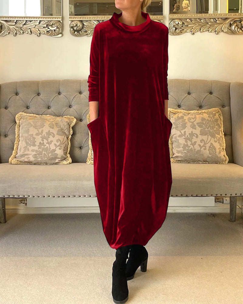 Helvano | Samtkleid mit Taschen für Damen