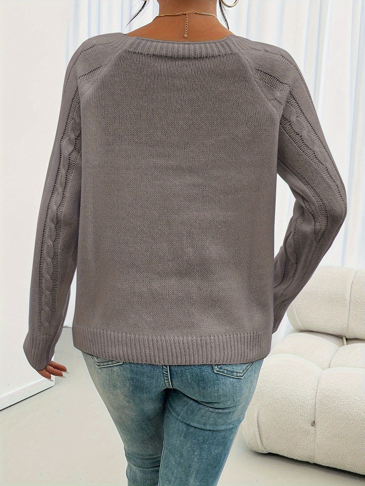 Helvano | Strukturierter Strickpullover mit Knöpfen für Damen