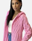 Helvano | Lange Damen-Strickjacke mit Kapuze