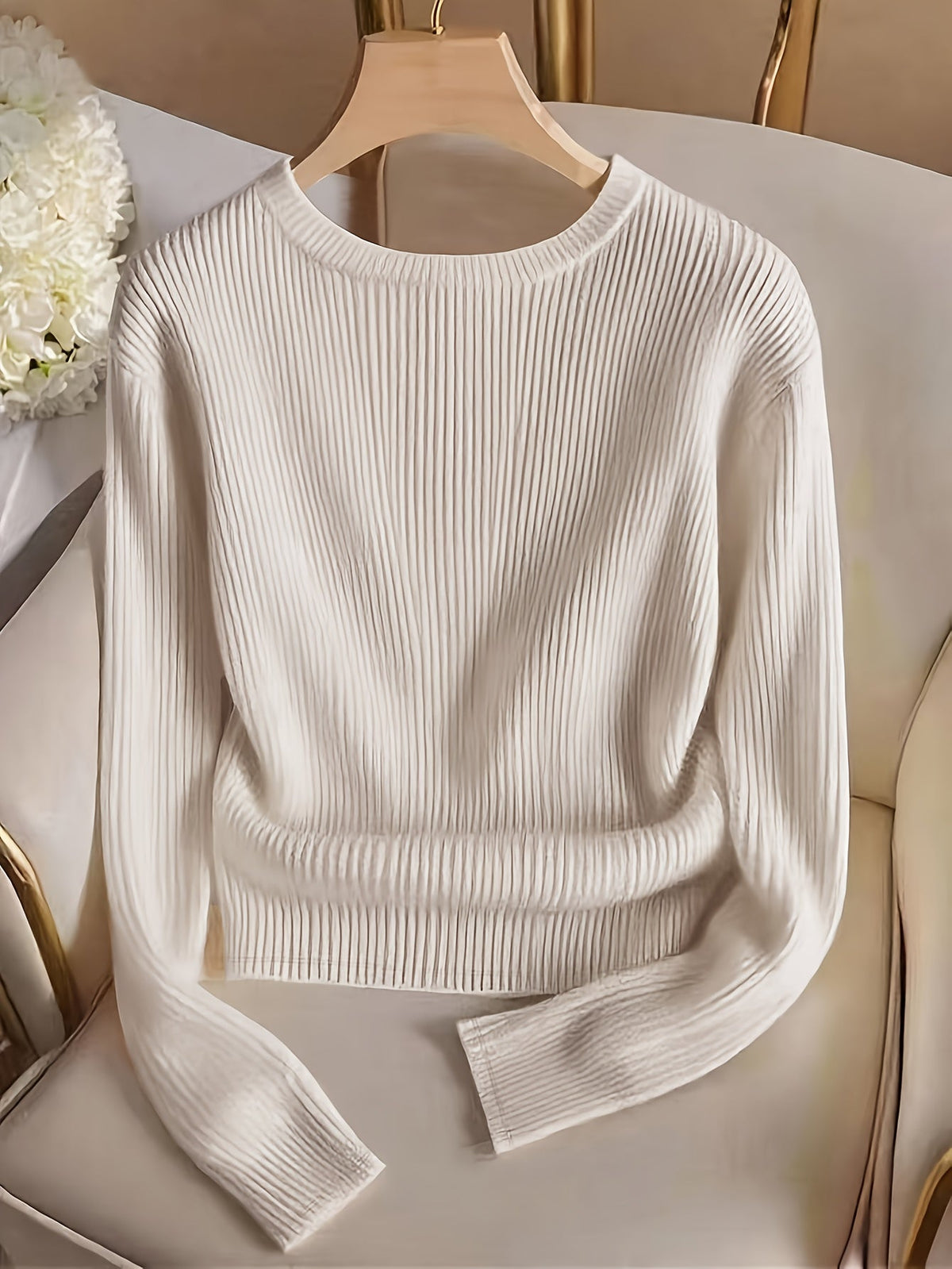 Helvano | Gerippter Strickpullover mit Knopfmanschetten für Damen