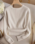 Helvano | Gerippter Strickpullover mit Knopfmanschetten für Damen