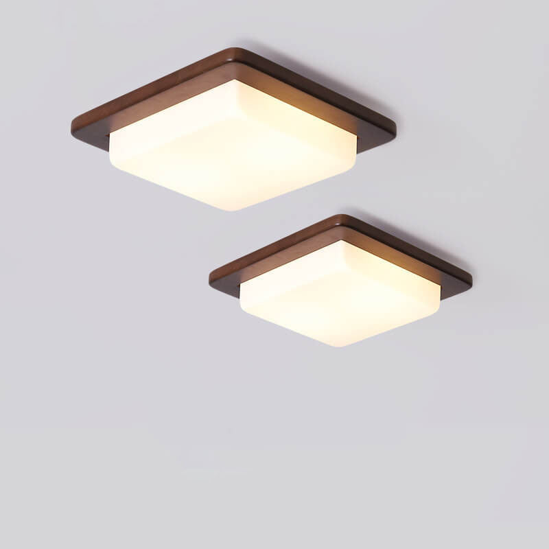 Helvano | Quadratische LED-Deckenleuchte aus Nussbaum