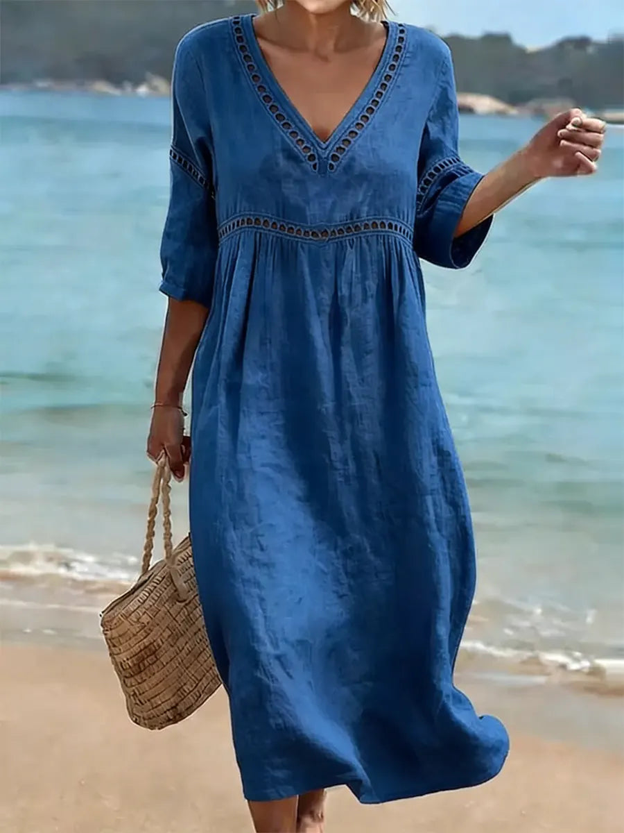 Helvano | Midikleid mit V-Ausschnitt für Damen