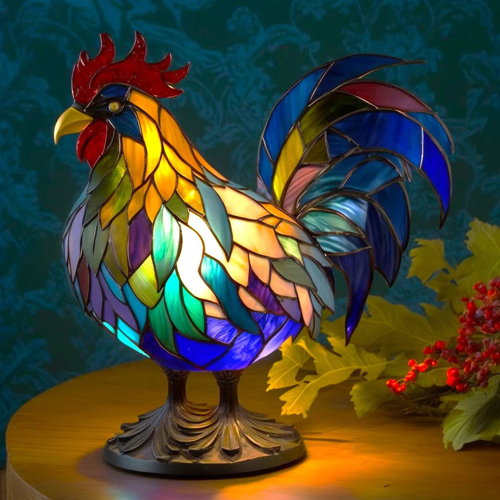 Helvano | Buntglas-Tischlampe im Tierdesign