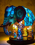 Helvano | Buntglas-Tischlampe im Tierdesign