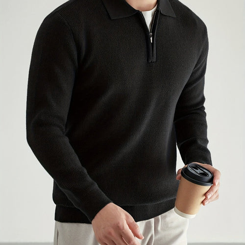 Helvano | Strickpullover mit Polokragen und Zip für Herren