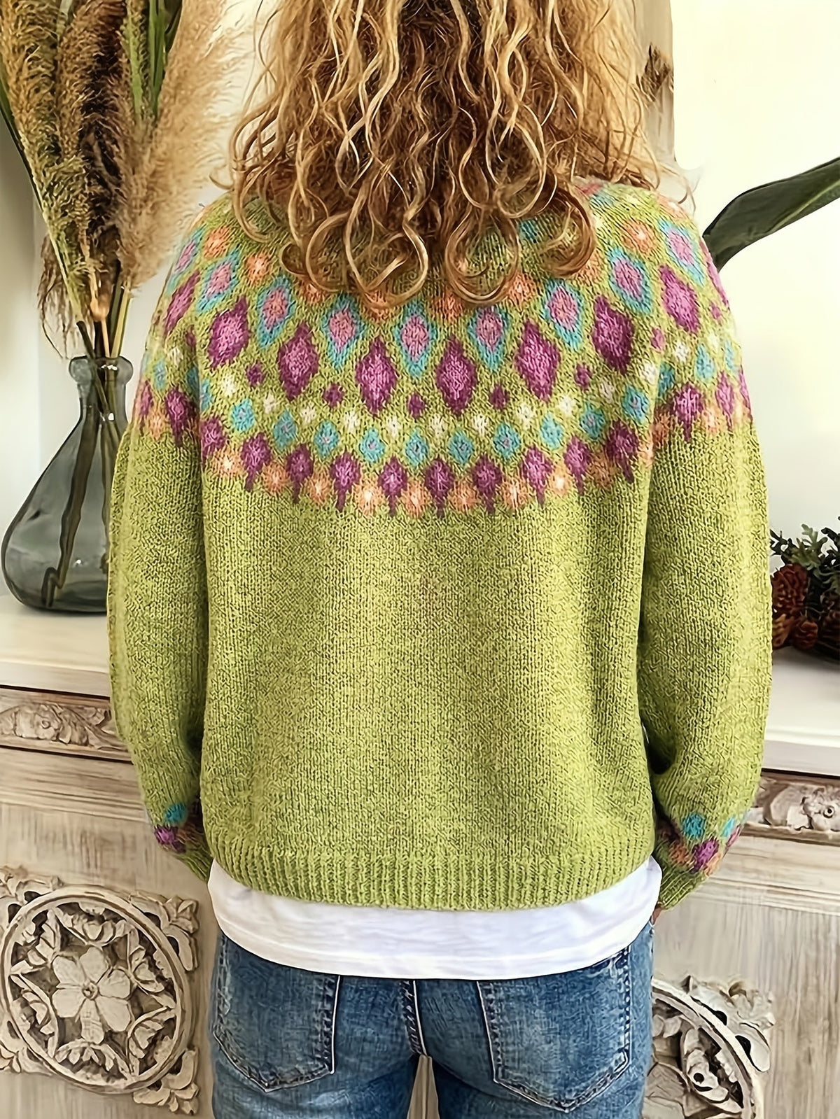 Helvano | Damen Strickjacke mit Norweger-Muster