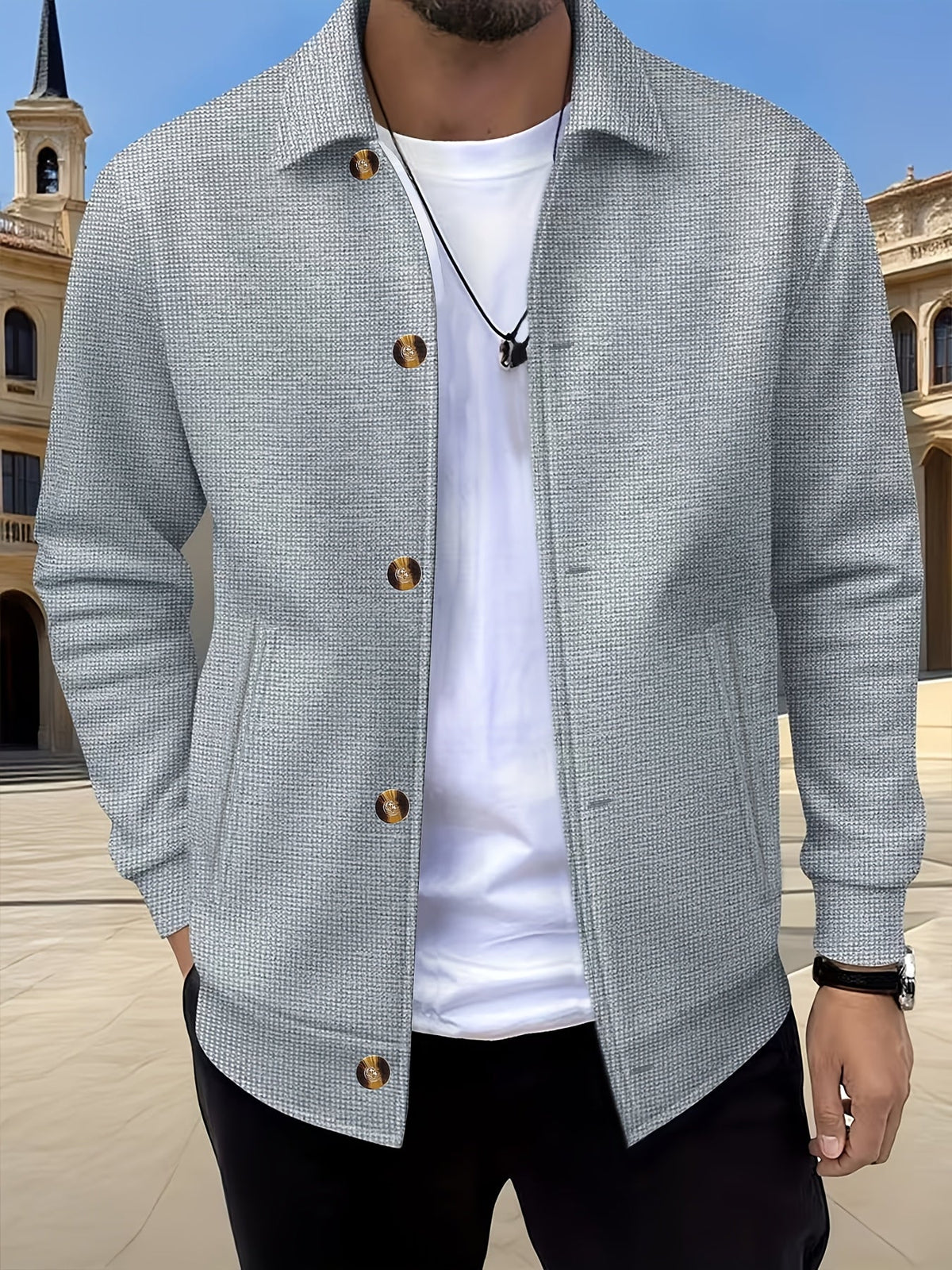 Helvano | Strukturierte Herrenjacke mit Knopfleiste